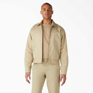 Dickies 1922 Gas Station Twill Jacket Rinsed Tan | CZ0001808