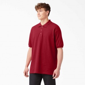 Dickies Adult Size Piqué Krátké Sleeve Polo Červené | CZ0001230