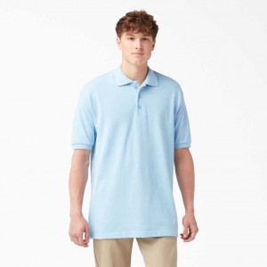 Dickies Adult Size Piqué Krátké Sleeve Polo Světle Blankyt | CZ0001254