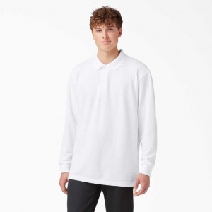 Dickies Adult Size Piqué Long Sleeve Polo Zelene | CZ0001442