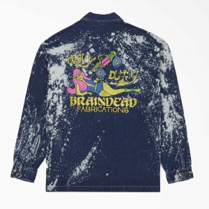 Dickies Brain Dead Bleached Denim Jacket Indigo Blankyt | CZ0001731