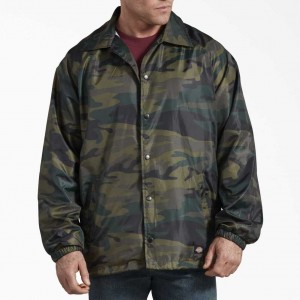 Dickies Camo Coaches Jacket Zelene Maskáčové | CZ0001768