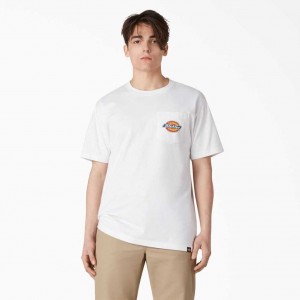 Dickies Chest Logo Pocket T-Shirt Bílé | CZ0000997