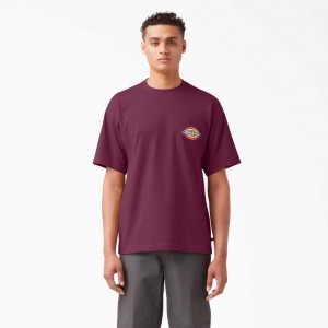 Dickies Chest Logo Pocket T-Shirt Grape Wine | CZ0000784