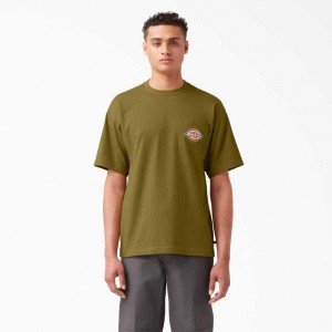 Dickies Chest Logo Pocket T-Shirt Zelene | CZ0000792