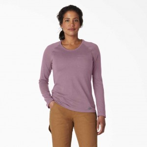 Dickies Cooling Long Sleeve T-Shirt Mauve Shadow Heather | CZ0000866