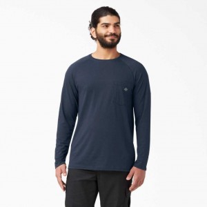 Dickies Cooling Long Sleeve T-Shirt Tmavě Tmavě Blankyt | CZ0000697