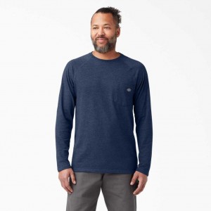 Dickies Cooling Long Sleeve T-Shirt Tmavě Tmavě Blankyt | CZ0000713