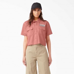 Dickies Cropped Krátké Sleeve Pracovní Shirt Rinsed Rosette | CZ0000398