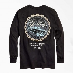 Dickies Estevan Oriol x Dickies LA Nights Long Sleeve T-Shirt Černé | CZ0000533