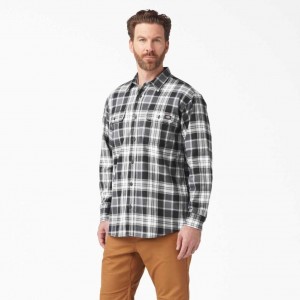 Dickies FLEX Long Sleeve Flannel Shirt Černé | CZ0001206