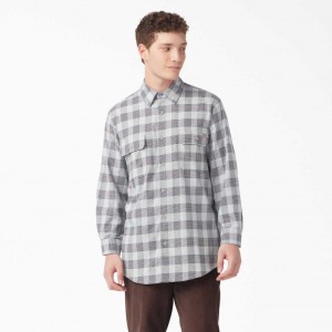 Dickies FLEX Regular Fit Flannel Shirt Ultimate Gray Plaid | CZ0001282