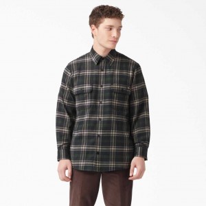 Dickies FLEX Regular Fit Flannel Shirt Zelene Černé | CZ0001235