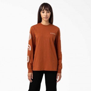 Dickies Falkville Long Sleeve T-Shirt Hnědé | CZ0000779