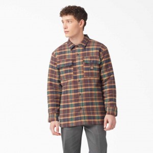 Dickies Flannel Prošívaný Podšité Shirt Jacket Hnědé | CZ0001319