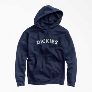 Dickies Fleece Block Logo Hoodie Tmavě Tmavě Blankyt | CZ0001873