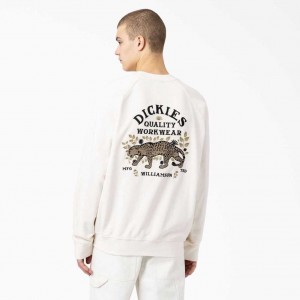 Dickies Fort Lewis Embroidered Sweatshirt Bílé | CZ0001060