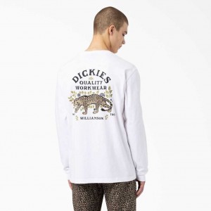 Dickies Fort Lewis Grafická Long Sleeve T-Shirt Bílé | CZ0001003