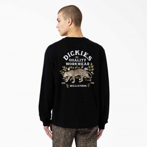 Dickies Fort Lewis Grafická Long Sleeve T-Shirt Černé | CZ0000535