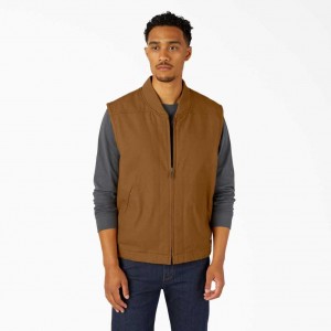 Dickies High Pile Fleece Podšité Duck Vest Hnědé | CZ0000329