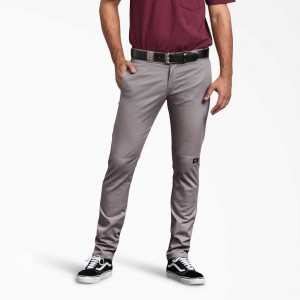 Dickies Hubená Fit Rovný Leg Double Knee Pracovní Pants Stříbrné | CZ0002161