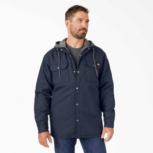 Dickies Hydroshield Duck S Kapucí Shirt Jacket Tmavě Tmavě Blankyt | CZ0001327