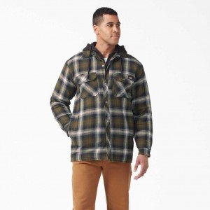 Dickies Hydroshield Flannel Shirt Jacket Tmavě Olivy Zelené Černé | CZ0001332