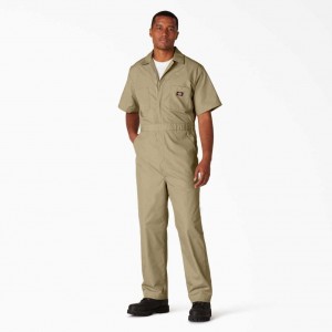 Dickies Krátké Sleeve Coveralls Hnědožlutý | CZ0002244