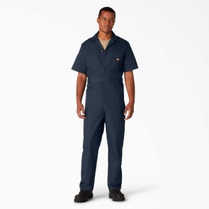 Dickies Krátké Sleeve Coveralls Tmavě Tmavě Blankyt | CZ0002220