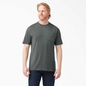 Dickies Krátké Sleeve Heavyweight Heathered T-Shirt Zelene | CZ0000836