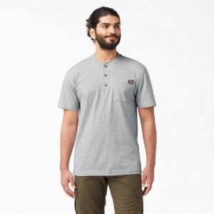 Dickies Krátké Sleeve Heavyweight Henley T-Shirt Heather Gray | CZ0000806