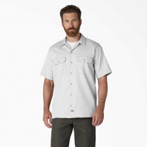 Dickies Krátké Sleeve Pracovní Shirt Bílé | CZ0000269