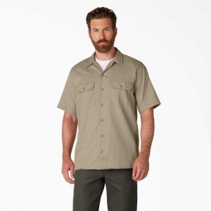 Dickies Krátké Sleeve Pracovní Shirt Desert Sand | CZ0000202