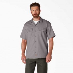 Dickies Krátké Sleeve Pracovní Shirt Stříbrné | CZ0000264