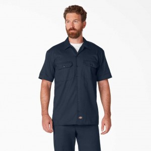 Dickies Krátké Sleeve Pracovní Shirt Tmavě Tmavě Blankyt | CZ0000195