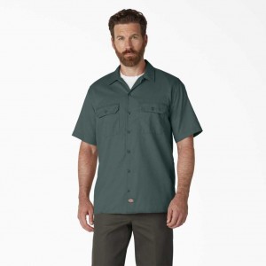 Dickies Krátké Sleeve Pracovní Shirt Zelene | CZ0000226