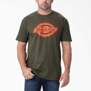 Dickies Krátké Sleeve Relaxed Fit Grafická T-Shirt Tmavě Zelene | CZ0001215