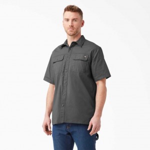 Dickies Krátké Sleeve Ripstop Shirt Rinsed Slate | CZ0000258