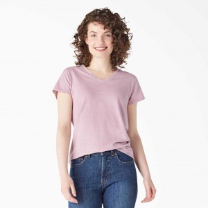 Dickies Krátké Sleeve V-Neck T-Shirt Mauve Shadows | CZ0000869