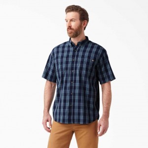 Dickies Krátké Sleeve Woven Shirt Tmavě Blankyt Blankyt | CZ0001247