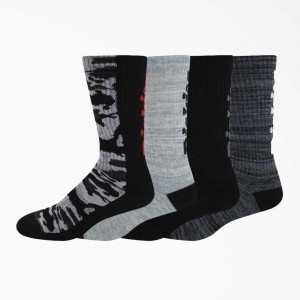 Dickies Logo Camo Crew Socks, Size 6-12, 4-pack Černé | CZ0001092