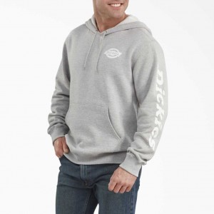 Dickies Logo Sleeve Fleece Hoodie Heather Gray | CZ0001895