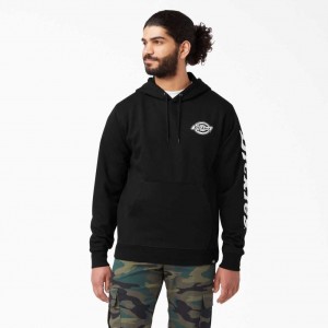 Dickies Logo Sleeve Fleece Hoodie Černé | CZ0001828