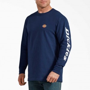 Dickies Long-Sleeve Grafická T-Shirt Tmavě Blankyt | CZ0000717