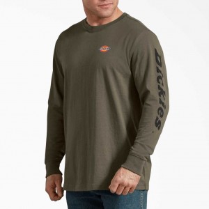 Dickies Long-Sleeve Grafická T-Shirt Zelene | CZ0000877