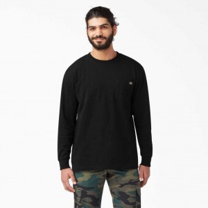 Dickies Long Sleeve Heavyweight Crew Neck T-Shirt Černé | CZ0000489