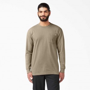 Dickies Long Sleeve Heavyweight Crew Neck T-Shirt Desert Sand | CZ0000721