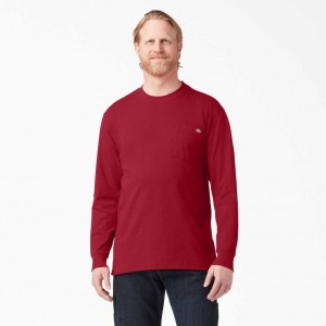 Dickies Long Sleeve Heavyweight Crew Neck T-Shirt Červené | CZ0000751