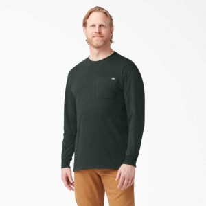 Dickies Long Sleeve Heavyweight Crew Neck T-Shirt Zelene | CZ0000830