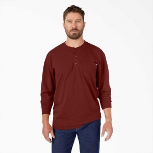 Dickies Long Sleeve Heavyweight Henley T-Shirt Hnědé | CZ0000864